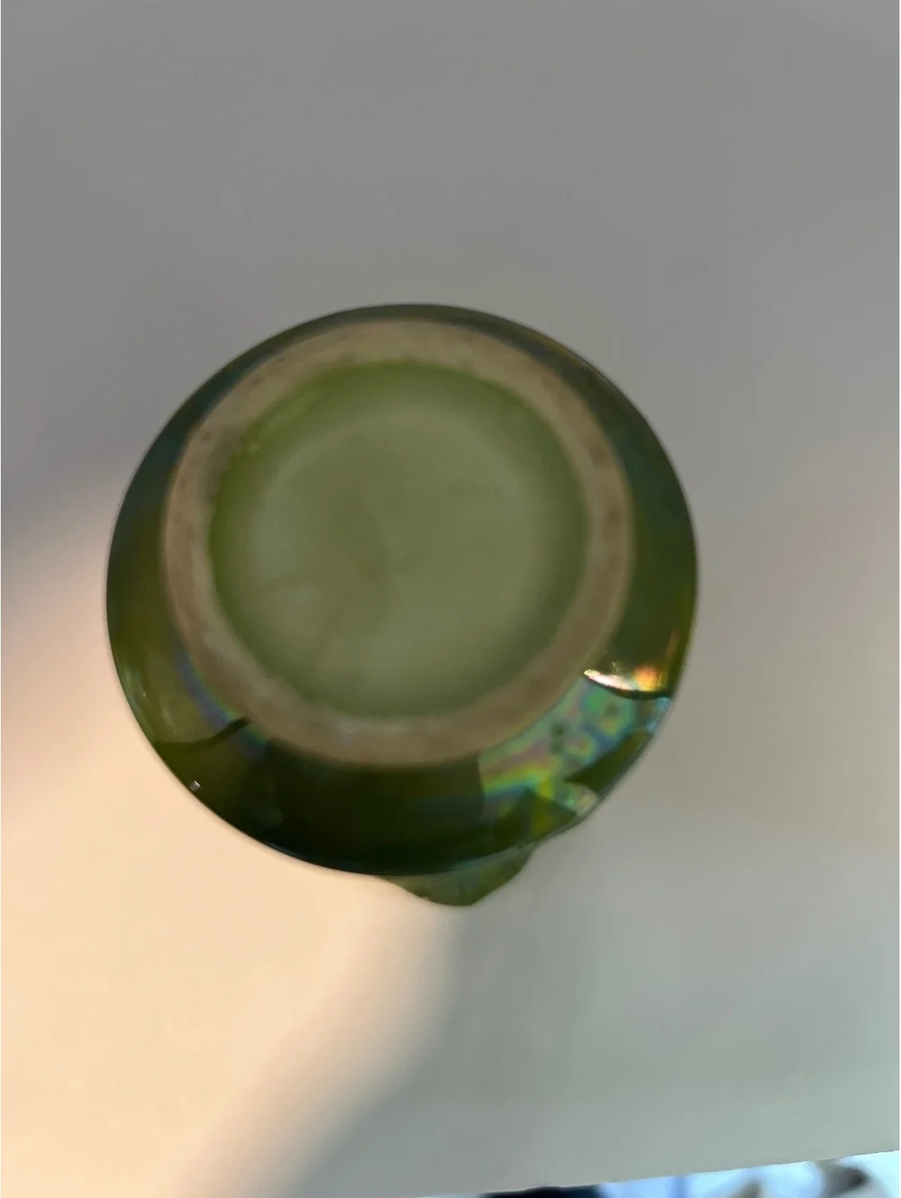 Vintage 1950s Holly Berries & Leaves Ceramic Bud Vase – Green Iridescent Glaze